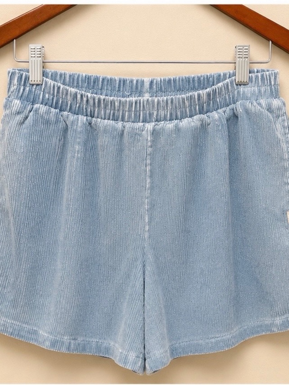 Simply Southern Light Blue Corduroy High-Waist Shorts